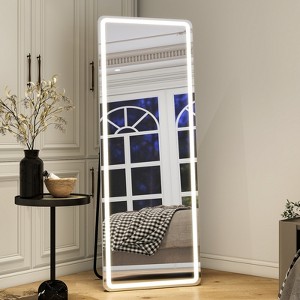 BEAUTYPEAK 60"x16" LED Full Length Mirror, Dimmable 3-Color, Floor/Wall Mounted Full Body Dressing Mirror for Bedroom, Living Room, Closet, White - 1 of 4