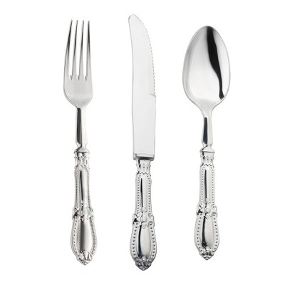 Smarty Had A Party Silver Baroque Plastic Cutlery Set - 240 Sets