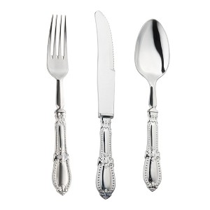 Smarty Had A Party Silver Baroque Plastic Cutlery Set - 240 Sets - 1 of 4