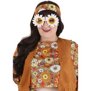HalloweenCostumes.com One Size  Women  Sunflower Glasses Accessory, White/Yellow - 1 of 2