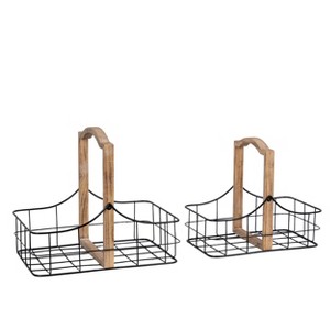 VIP Metal 15 in. Black Basket with Handle Set of 2 - 1 of 2