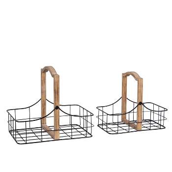 VIP Iron 15 in. Black Basket with Handle Set of 2