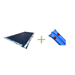 18 x 36 Foot Dark Blue Rectangular In Ground Winter Pool Cover with Water Tubes - 1 of 4