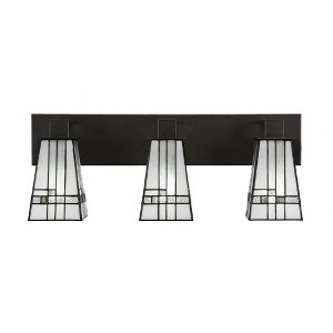 Toltec Lighting Apollo 3 - Light Vanity in  Dark Granite with 5" Square New Deco Art Glass Shade - 1 of 1