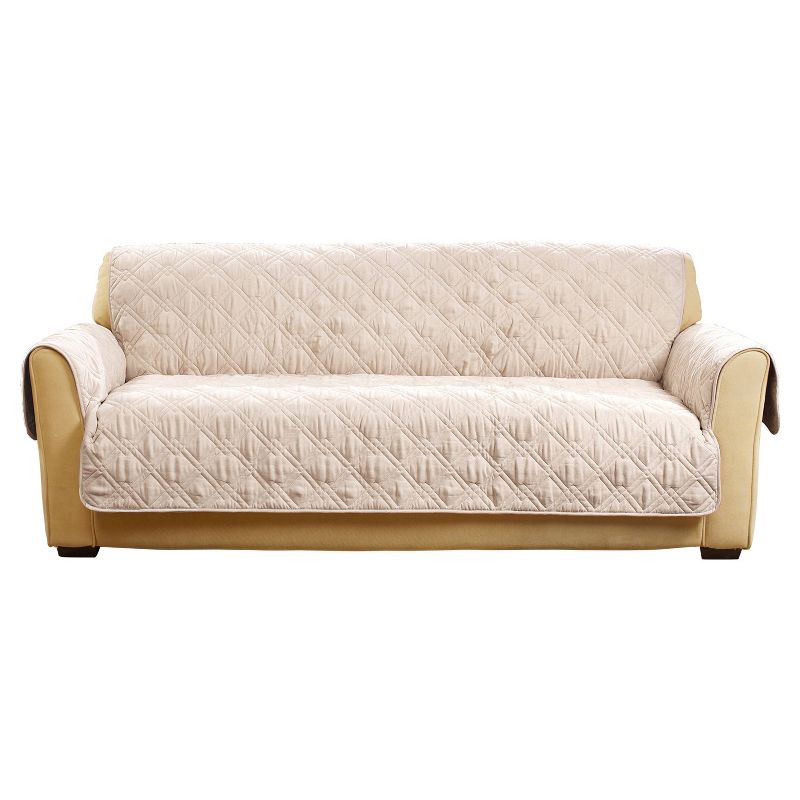 Microfiber Non Slip Sofa Furniture Cover Tan - Sure Fit, 1 of 2