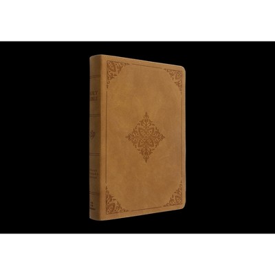 ESV Large Print Bible (Trutone, Nubuck Caramel, Fleur-De-Lis Design) - (Leather Bound)