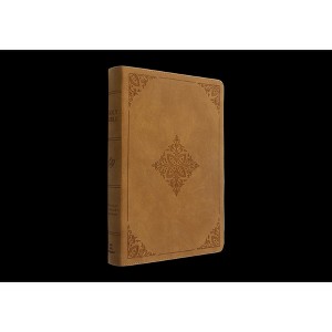 ESV Large Print Bible (Trutone, Nubuck Caramel, Fleur-De-Lis Design) - (Leather Bound) - 1 of 1
