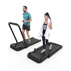 Folding Treadmill ¨C Portable Black Exercise Machine with Display & Pulse Detection for Home/Office/Apartment - 1 of 4