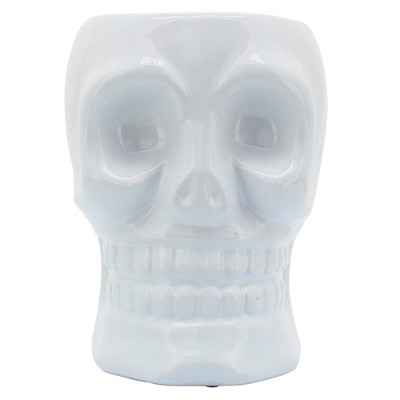 Sagebrook Home Ceramic Skull Vase - Contemporary Decorative Skull Vase for Succulents or Small Plants - Indoor or Outdoor Skull Vase