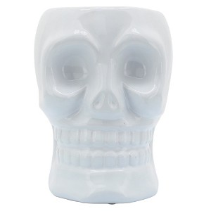 Sagebrook Home Ceramic Skull Vase - Contemporary Decorative Skull Vase for Succulents or Small Plants - Indoor or Outdoor Skull Vase - 1 of 4