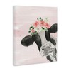 Stupell Industries Dairy Farm Cow Watercolor Portrait Pink Floral Crown Canvas Wall Art - 3 of 4