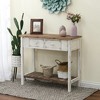 LuxenHome Distressed White and Wood 2-Drawer 1-Shelf Console Table and Entry Table - 4 of 4