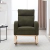 KWPZQEB Nursery Rocking Chair Teddy Upholstered Rocker Rocking Accent Chair Padded Seat Armchair with High Backrest & Adjustable Footstool - 3 of 4