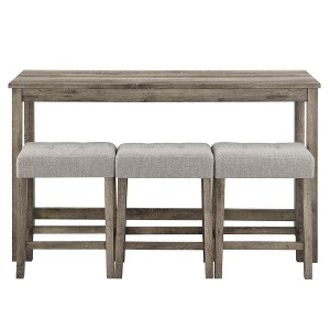 TiramisuBest 4-Piece Bar Table Set with Power Outlet,Industrial Dining Table & Chairs Set for Living Room, Dining Room, Game Room, Grey & Black - 1 of 4