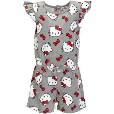 Hello Kitty Little Girls French Terry Sleeveless Romper Grey 7-8 : Target