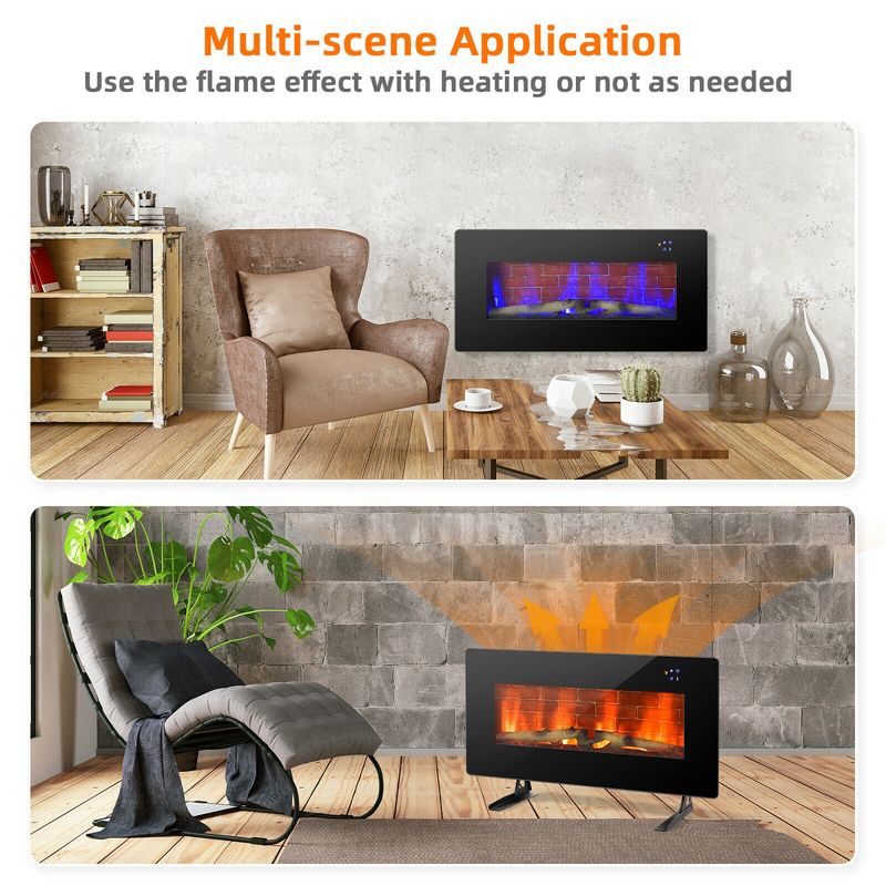 Costway 36'' Electric Fireplace Wall Mounted & Freestanding Heater Remote Control 1500W, 5 of 11