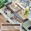 Mastgoal Farmhouse Vanity Desk with Touch Screen LED Mirror, 47" Big Make Up Table, 6 Drawers, Glass Top, Charging Station, Rustic Wood Dressing Table - 2 of 4