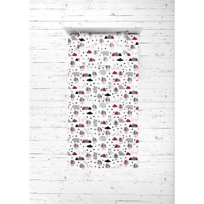 Bacati - Lumberjack Red Black 3 pc Toddler Bed Sheet Set