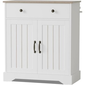 29.5" White Buffet Cabinet – Adjustable Shelves, Anti-Tip Design for Living Room, Entryway & Dining Room (Multi-Purpose Storage) - 1 of 4