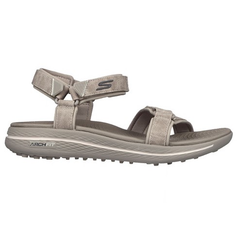  Skechers Women's Flip Flop Sandal, Taupe, 10