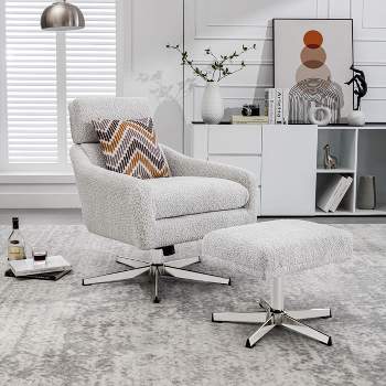 Swivel Armchair With Ottoman For Living Room, Bedroom And Office - ModernLuxe