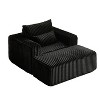 62.5-Inch Corduroy Sofa Lounger with Detachable Footrest - Ready to Use, Plush Sleeper Chair for Indoor Living & Bedroom - 2 of 4