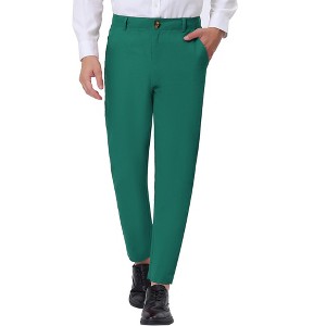 Lars Amadeus Men's Straight Fit Flat Front Chino Solid Color Dress Pants - 1 of 4