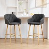 ORRD Modern Bar Stools Set of 2 with Back & Footrest, Linen Fabric Upholstered Counter Stools with Solid Wood Legs for Kitchen Island, Home Bar - 4 of 4