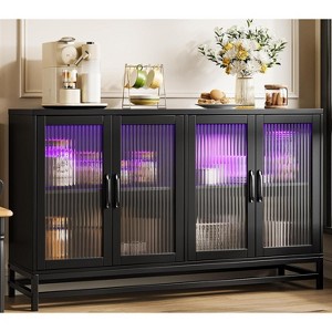 Jojoka Sideboard Buffet Storage Cabinet, Wood Accent Kitchen Coffee Bar Cabinet with 4 Doors - 1 of 4