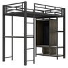 NicBex Twin Size Loft Bed with Desk Metal Bed Frame with Wardrobe, Storage Shelves, Ladder and Full Length Guardrail, No Box Spring Required - 4 of 4