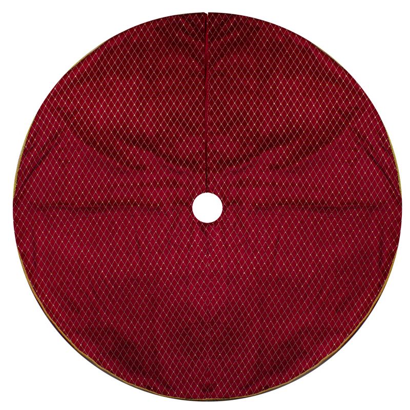 Northlight 48" Red and Gold Diamond Pattern Christmas Tree Skirt, 3 of 5