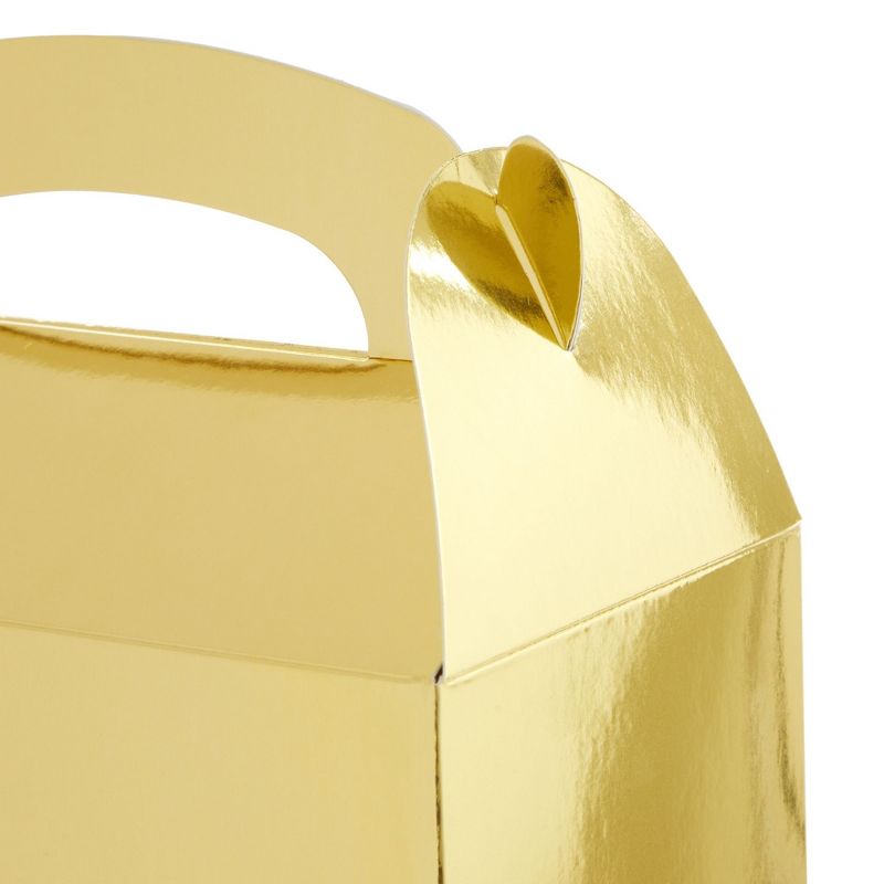 Juvale 24-Pack Treat Boxes - Candy Gable Boxes for Party Favors, Birthday, Wedding, Baby Shower (Gold, 6.2x3.5x3.6 In), 4 of 9