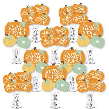 Big Dot of Happiness Little Pumpkin - Fall Birthday Party or Baby Shower Centerpiece Sticks - Showstopper Table Toppers - 35 Pieces