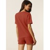 cheibear Women's Casual Pullover Short Sleeve Sleepshirt with Shorts Waffle Pajama Sets - 3 of 4