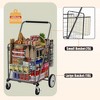NAYSAYE Foldable Shopping Cart Heavy Duty Utility Cart with Double Basket and Swivel Wheels for Groceries and Laundry, Gray, 26"*21.45"*40.9" - 3 of 4