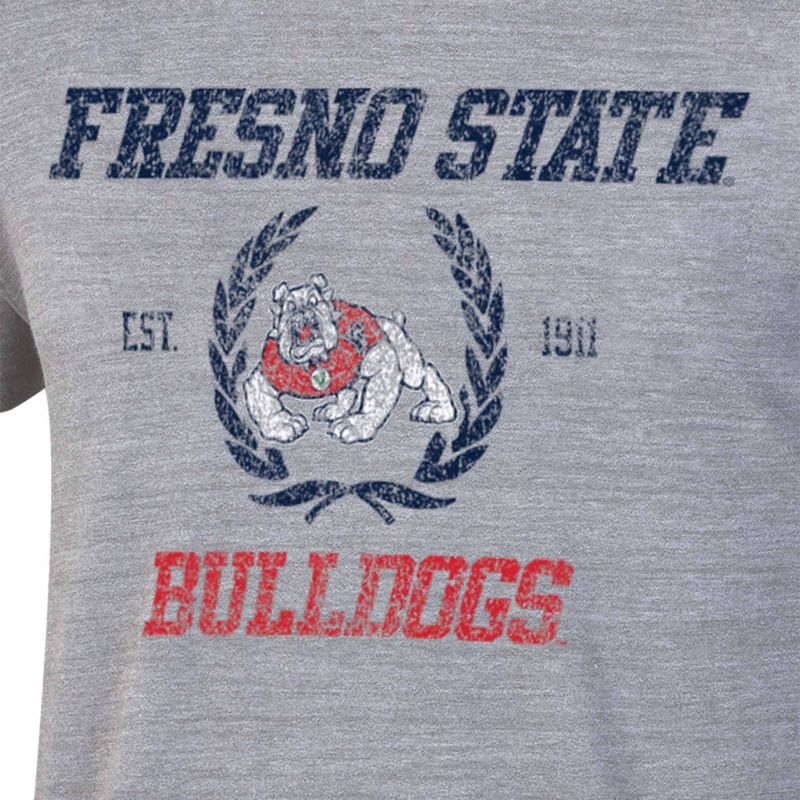 NCAA Fresno State Bulldogs Men&#39;s Gray Triblend T-Shirt, 3 of 4