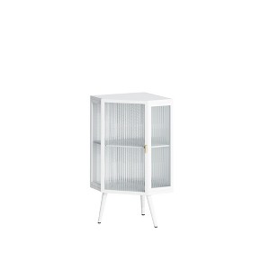 Dolonm 22.25" Modern Corner Cabinet with Tempered Glass Door & Shelves for Bathroom, Living Room, or Bedroom – Space-Saving Storage - 1 of 4