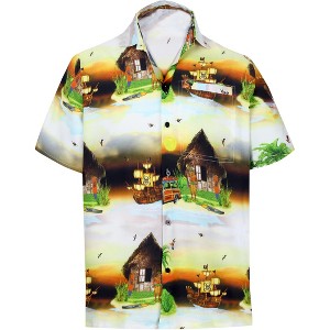 HAPPY BAY Mens Hawaiian Shirts Short Sleeve Button Down Shirt Men's Hawaii Shirts Boho Holiday Casual Summer Beach Shirts for Men Funny - 1 of 4
