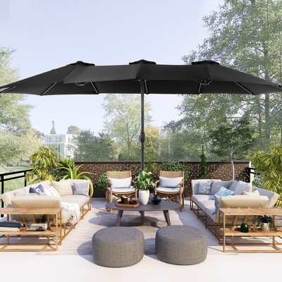 Sonkuki 15x9ft Double-Sided Patio Umbrella Aluminum with Large Canopy