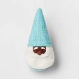 Fabric Gnome Santa Wearing Knit Hat Christmas Tree Ornament Aqua - Wondershop™