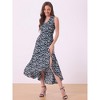 Allegra K Women's Floral Print Summer A-Line High Low Side Slit Sleeveless Midi Sundresses - 3 of 4