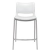 Zuo Modern Ace Counter Stool Set of 2, 37.2" H, White Faux Leather, Brushed Stainless Steel Frame, Modern Design - 4 of 4