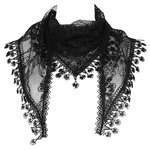 INSPIRE CHIC Women's Crochet Tassel Triangle Shawl Fashion Scarves - 1 of 4