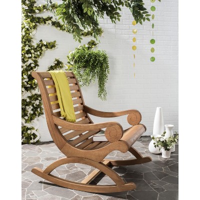 Teak Brown Eucalyptus Wood Outdoor Rocking Chair