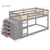 NicBex Twin Over Twin/Full Over Full Bunk Bed with Built-in Design and Fence,Loft Bed with 4 Drawers and 3 Shelves for Bedroom,White/Gray/Espresso - 3 of 4