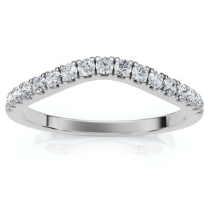 Pompeii3 1/8ct Curved Diamond Wedding Ring 14K White Gold - 1 of 4