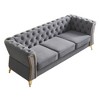 87.4'' Velvet Tufted Sofa with High-Density Foam, Gold Metal Legs and Diamond-Seam Armrest - 4 of 4