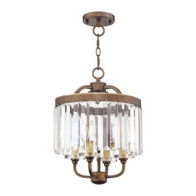 Palacial Bronze Mini Chandelier with Clear Crystal Accents