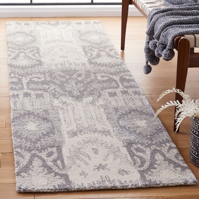 Ivory and Gray Hand-Tufted Wool Runner Rug