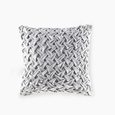 FONTOI 20"*20" Ruched Decor Bed Pillow,Decorative Square Pillows for Bed Couch Sofa, Silver, 20"*5"*20"
